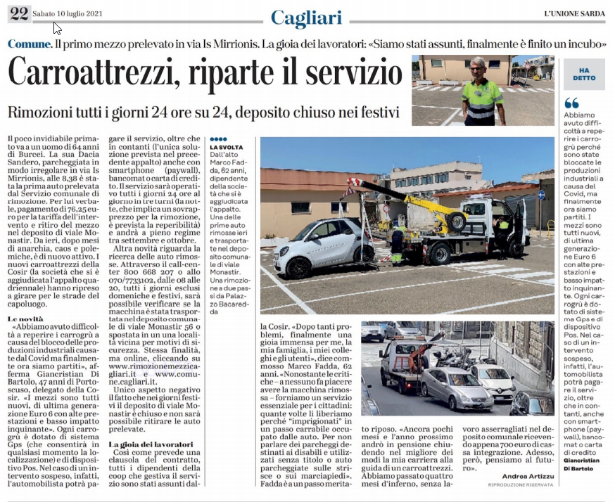 Servizio rimozione veicoli Cagliari